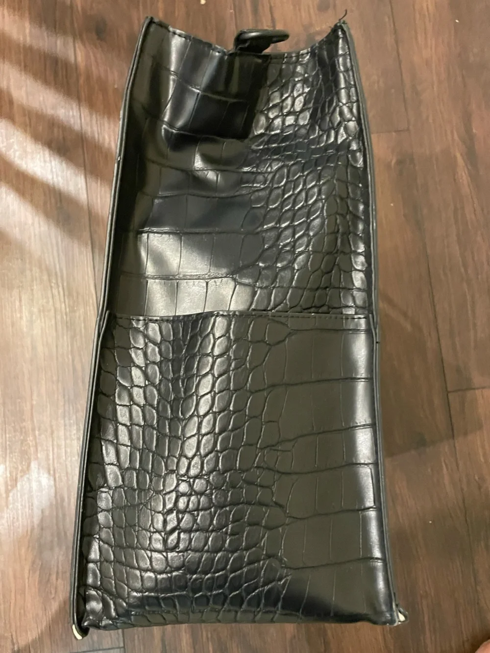 BEIS Black Croc-Embossed Structured Work Tote